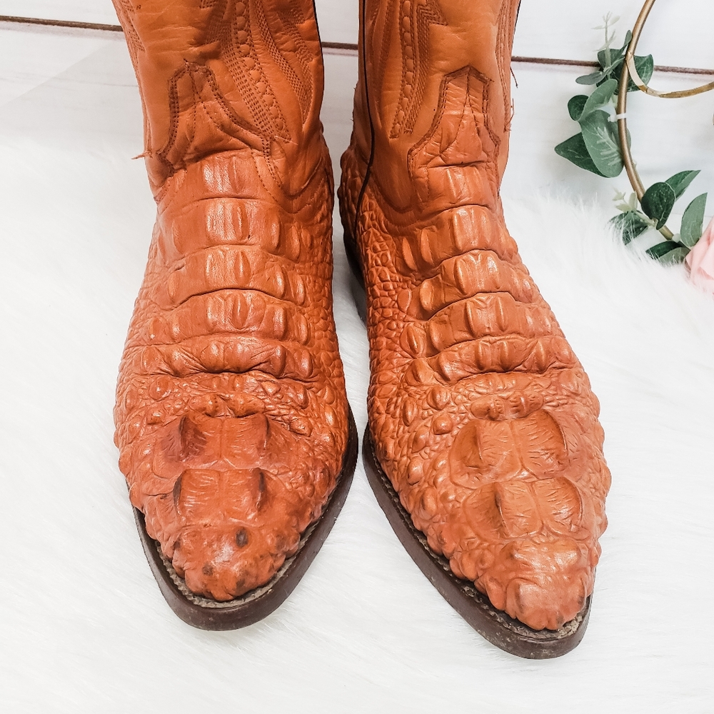 Vintage Rudel Leather Crocodile Print Boots - Picture 3 of 8